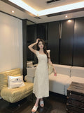 Break French Lace Embroidery Floral Ruffle Dress HZ1024