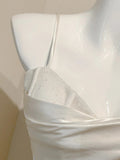 White Spaghetti Straps Sheath Satin Long Prom Dresses Formal Evening Gowns HZ1024