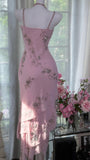 Square Neck Pink Sheath Beaded Chiffon Prom Dresses Vintage Evening Gowns HZ1024