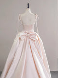 Satin Pink Champagne Long Prom Dress, Pink Champagne Long Evening Dress HZ1024