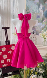 Fuchsia Halter Neck A-Line Chiffon Short Party Dress Cocktail Outfit HZ1024