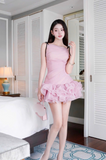 Pink Bateau Sheath Tulle Short Evening Dress Sweet Homecoming Dresses HZ1024