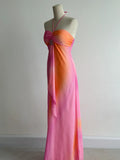 Pink/Orange Halter Neck Sheath Chiffon Long Prom Dresses Vintage Evening Dress HZ1024