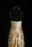 Gold Halter Sheath Satin Beaded Long Prom Dresses Gorgeous Evening Gowns HZ1024