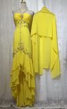 Yellow Halter Neck Sheath Chiffon Beaded Hi-Lo Prom Dresses Elegant Wedding Guest Dresses HZ1024