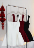 White Square Neck A-Line Satin Short Party Dresses Sweet 16 Birthday Dress HZ1024