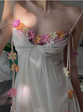 style three-dimensional flower design suspender dress HZ1024