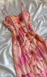 Spaghetti Straps Sheath Beaded Chiffon Long Prom Dresses Vintage Evening Gowns HZ1024
