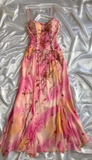 Spaghetti Straps Sheath Beaded Chiffon Long Prom Dresses Vintage Evening Gowns HZ1024