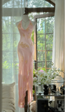 Green Halter Sheath Beaded Chiffon Long Prom Dresses Elegant Green Evening Gowns HZ1024