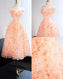 Sweetheart A-Line Tulle Stunning Prom Dresses with 3D Appliques Sweet 16 Dress HZ1024