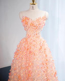 Sweetheart A-Line Tulle Stunning Prom Dresses with 3D Appliques Sweet 16 Dress HZ1024