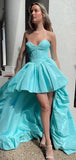 Blue Sweetheart Neck A-Line Taffeta Hi-Lo Evening Gown Fashion Party Dress HZ1024