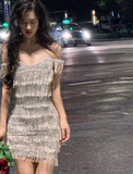 Silver Spaghetti Strap Sheath Short Beaded Fashion Party Dress HZ1024
