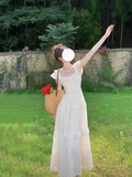 heavy embroidery small flying sleeves square neck long dress cake skirt HZ1024