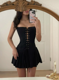 Black Square Neck A-Line Short Birthday Party Dress HZ1024