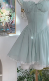 Green A-Line Chiffon Lace Short Birthday Party Dress HZ1024