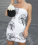 White Strapless Birthday Dresses Sheath Satin White Short Formal Dresses Fashion Party Dresses HZ1024