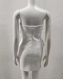 White Strapless Birthday Dresses Sheath Satin White Short Formal Dresses Fashion Party Dresses HZ1024