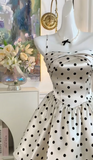 Spaghetti Straps Polka Dot A-Line Satin Short Outdoor Party Dress Homecoming Dress HZ1024
