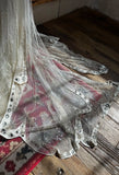 White V-neck A-Line Tulle Beaded Long Prom Dresses Beautiful Trailing Wedding Dress with Sequins HZ1024