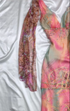 Pink V Neck Mermaid Evening Gowns Sleeveless Chiffon Beaded Long Prom Dresses HZ1024