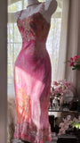 Pink Square Neck Sheath Lace Chiffon Short Vintage Prom Dresses HZ1024