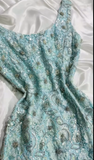 Blue Jewel Sheath Lace Beaded Short Retro Evening Gowns HZ1024