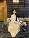 Swing Neck Long Sleeve Scarf Knitted Dress HZ1024