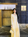Swing Neck Long Sleeve Scarf Knitted Dress HZ1024