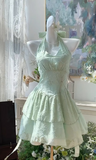 Green Halter A-Line Short Party Dress for Birthday & Cocktail Party HZ1024