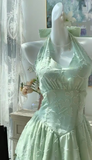 Green Halter A-Line Short Party Dress for Birthday & Cocktail Party HZ1024