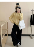 style gentle solid color round neck long sleeve sweater HZ1024