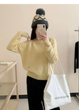 style gentle solid color round neck long sleeve sweater HZ1024