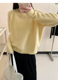 style gentle solid color round neck long sleeve sweater HZ1024