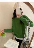 style gentle solid color round neck long sleeve sweater HZ1024