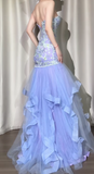 Purple Sweetheart Neck Mermaid Long Tulle Evening Gown Stunning Prom Dresses with Embroidered Appliques HZ1024