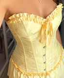 Yellow Strapless Bodycon Chiffon Satin Short Party Dress Fashion Homecoming Dress HZ1024