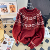 Fair Isle Crew Neck Long Sleeve Sweater HZ1024