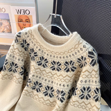 Fair Isle Crew Neck Long Sleeve Sweater HZ1024