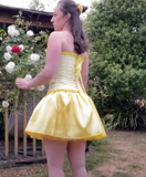 Yellow Off Shoulder Sheath Satin Short Homecoming Dress HZ1024