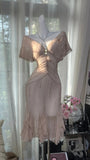 V-neck Short Sleeve Chiffon Short Dress HZ1024