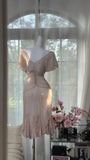 V-neck Short Sleeve Chiffon Short Dress HZ1024