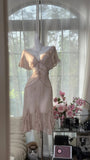 V-neck Short Sleeve Chiffon Short Dress HZ1024
