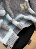 retro color matching embroidered long sleeve sweater HZ1024