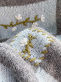 retro color matching embroidered long sleeve sweater HZ1024