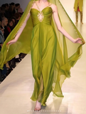 Halter Neck Olive Green Sheath Chiffon Long Prom Dresses Retro Evening Dress with Beading HZ1024
