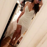 White Spaghetti Strap Chiffon Sheath Short Party Dress HZ1024