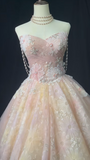 Pink Strapless A-Line Tulle Beaded Short Prom Dresses Sweet Homecoming Dress HZ1024