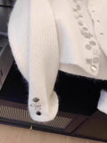 style white raccoon fleece round neck cardigan HZ1024